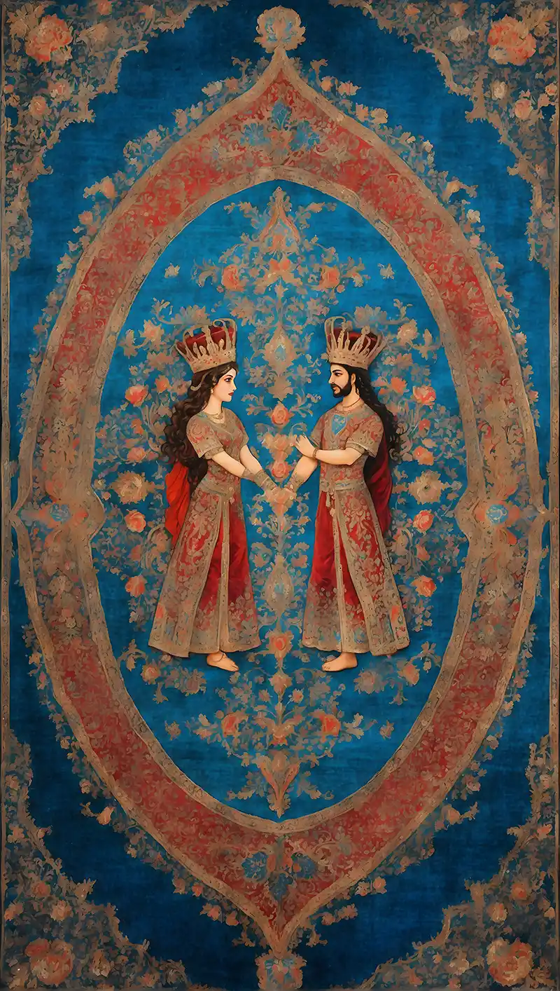 Achaemenid decorations in the color blue